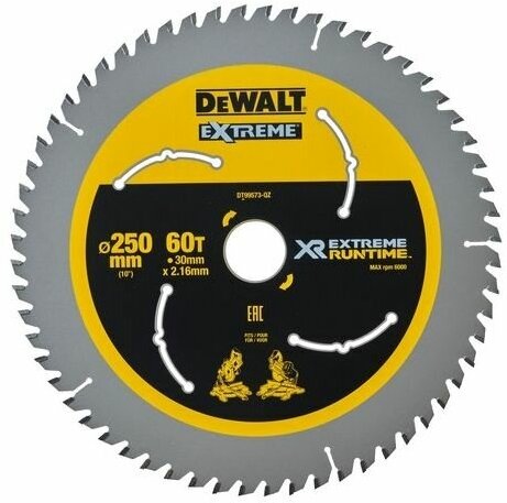 Пильный диск DEWALT DT99573 EXTREME RUNTIME, 250х30 мм - фото №1