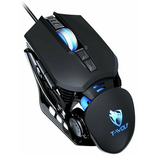 T-Wolf Robocop G350 Проводная игровая компьютерная мышь 6400 DPI USB 7 кнопочный светодиодный мышь с подсветкой Черная