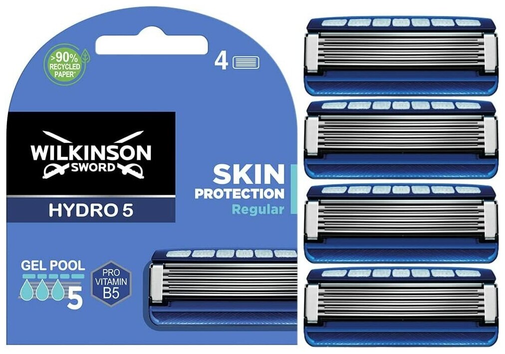 Wilkinson Sword / Schick Hydro 5 Skin Protection Regular / Сменные кассеты для бритвы Hydro (4 шт)