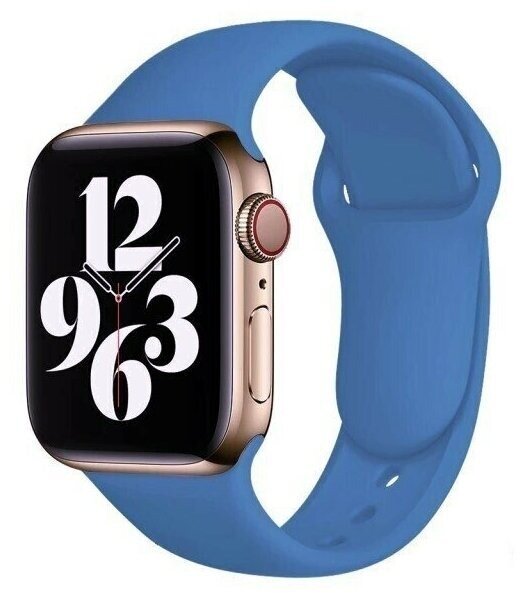 Силиконовый ремешок для Apple Watch 42/44/45mm, серии 2/3/4/5/SE/6/7, синяя сталь