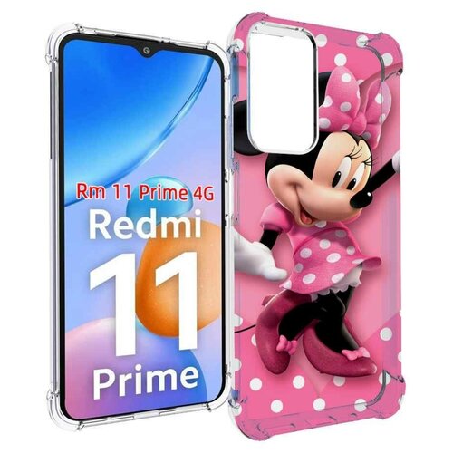 Чехол MyPads Минни-Маус-в-сердце женский для Xiaomi Redmi 11 Prime 4G задняя-панель-накладка-бампер чехол mypads минни маус в сердце женский для xiaomi redmi note 11 4g глобальная версия задняя панель накладка бампер