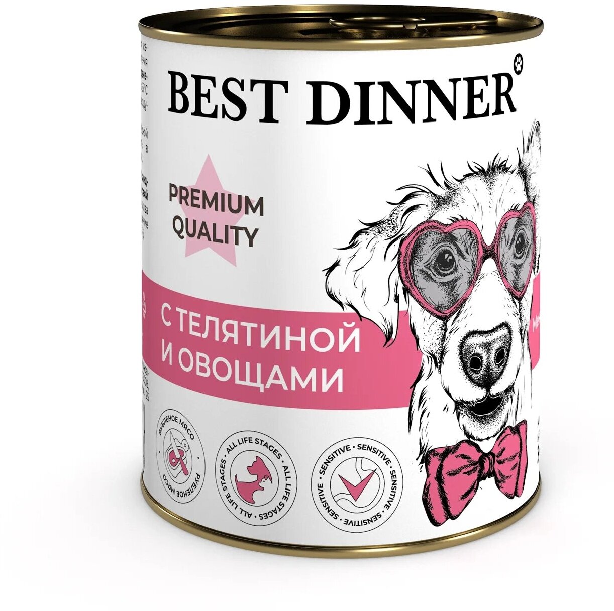 Best Dinner Premium Меню №4 340г телятина, овощи консервы для взрослых и щенков с 6 мес. для собак