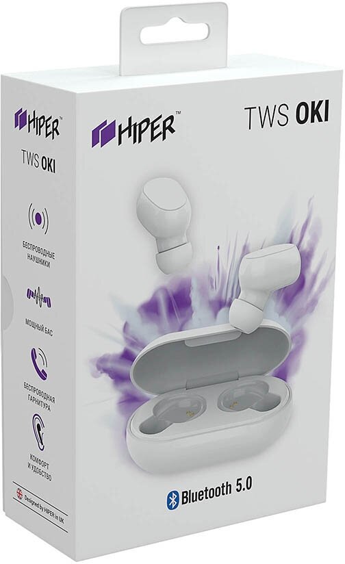 Гарнитура HIPER TWS OKI, Bluetooth, вкладыши, белый [htw-lx2] - фото №5