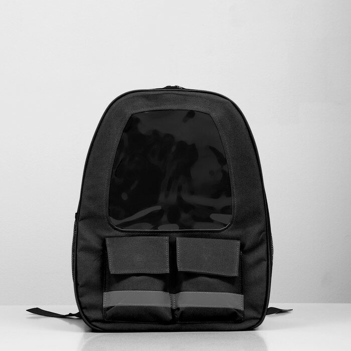 Рюкзак для переноски животных с окном для обзора ТероПром 9208850, черный - фотография № 2