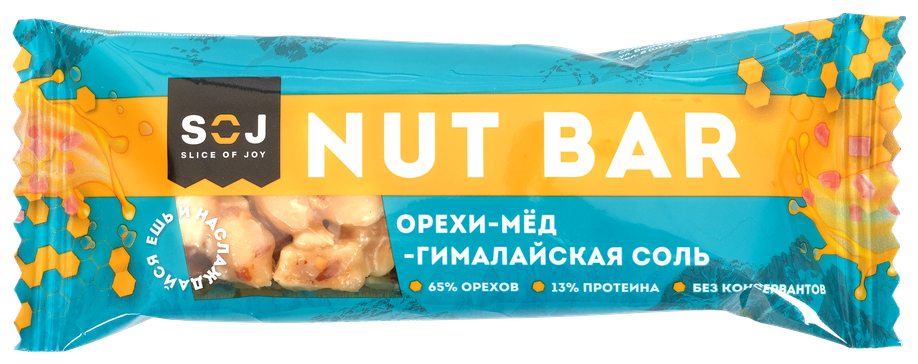 Батончик ореховый "Nut bar" с медом и гималайской солью (SOJ), 40 г - фотография № 5