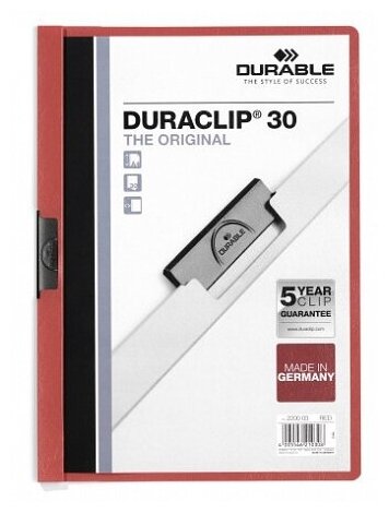 DURABLE Папка-скоросшиватель с клипом Duraclip А4, 30 листов, 2200/34, темно-розовый