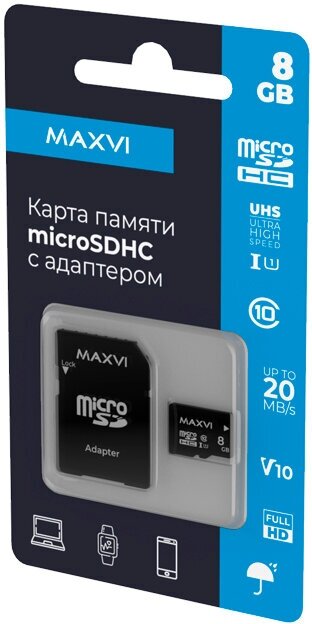 Карта памяти Maxvi microSDHC 8Gb, V10