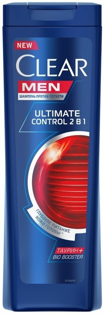 Шампунь для волос мужской CLEAR Men Ultimate Control 2в1, против перхоти, 400мл - 2 шт.