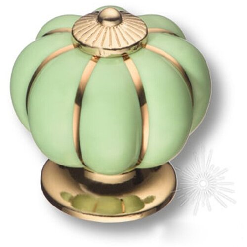 Ручка мебельная кнопка керамика с металлом зелёныйзолото 2204₽