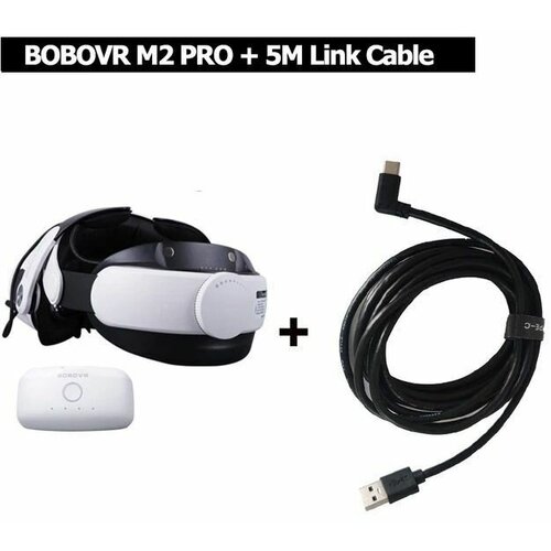 Крепление BOBOVR M2 Pro с аккумулятором Upgrade Версия + Кабель Oculus Link 5 метров USB3.2 GEN1 5Gbps USB-A to Type-C для шлема Oculus Quest 2