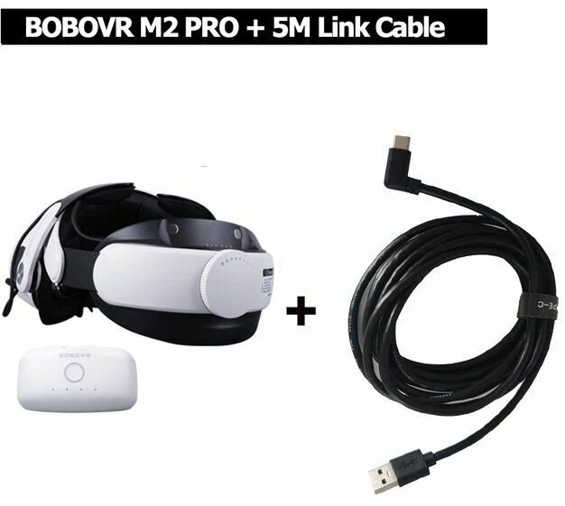 Крепление BOBOVR M2 Pro с аккумулятором Upgrade Версия + Кабель Oculus Link 5 метров USB3.2 GEN1 5Gbps USB-A to Type-C для шлема Oculus Quest 2