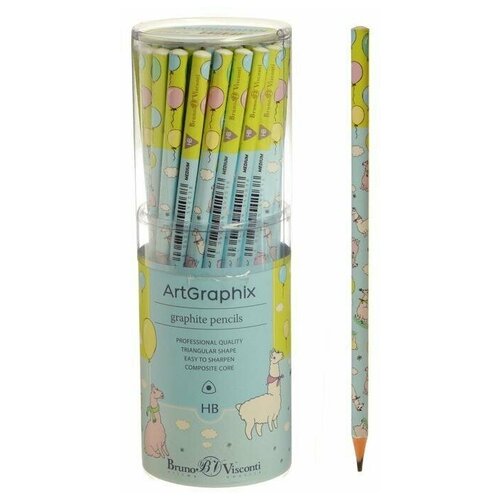 Карандаш чернографитный ArtGraphix Zefir Ламы в облачках НВ пластиковый корпус 404₽