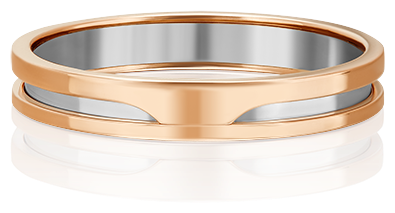 Кольцо обручальное PLATINA, комбинированное золото, 585 проба, родирование, размер 15.5, золотой, серебряный