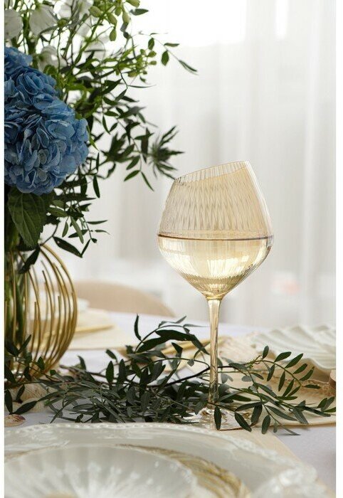 Набор бокалов стеклянных для вина Magistro «Иллюзия», 550 мл, 10×24 см, 6 шт, цвет золотой