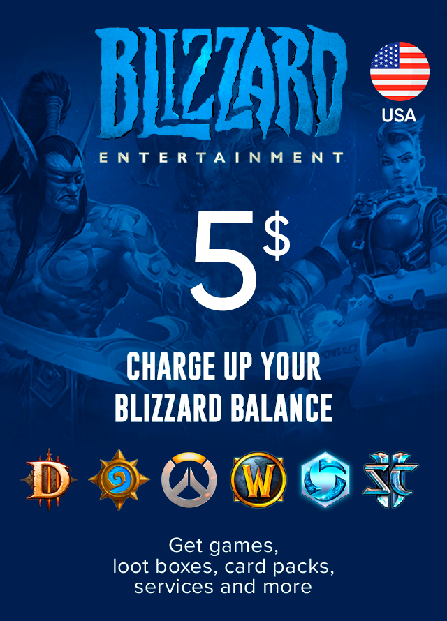 Пополнение счета Blizzard (Battle net) на 5 – 50 USD ($) / Код активации Доллары / Подарочная карта Близзард (Батл нет) / Gift Card (США)