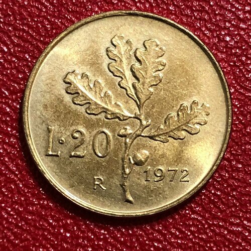 Монета Италия 20 Лир 1972 год #5 10 лир 1972 италия из оборота