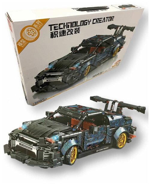 Конструктор/ Technic/ Cars/ Спортивный автомобиль черный/ 681 деталей