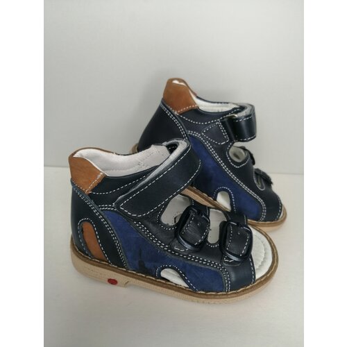 Сандалии Mini-Shoes, натуральная кожа, натуральный нубук, ортопедические, усиленный задник, размер 18, синий