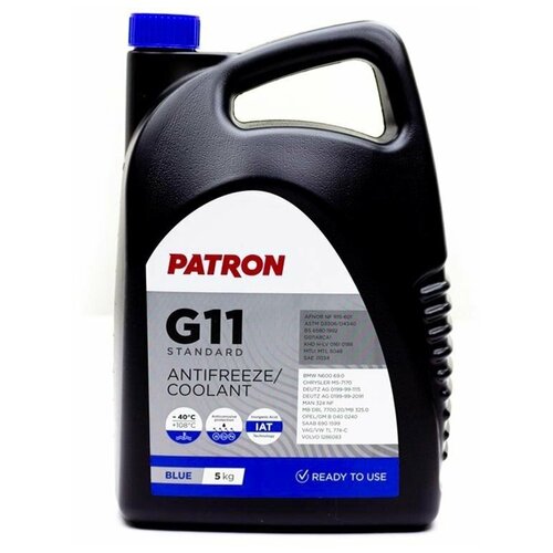 PATRON PCF3005 антифриз 5кг (4.4л) - синий готовый, patron blue g11, tl 774-c, g011a8ca1, 83512355290, n600690, man 324 nf, mb 325.0, b0400240, 6901599, 1286083