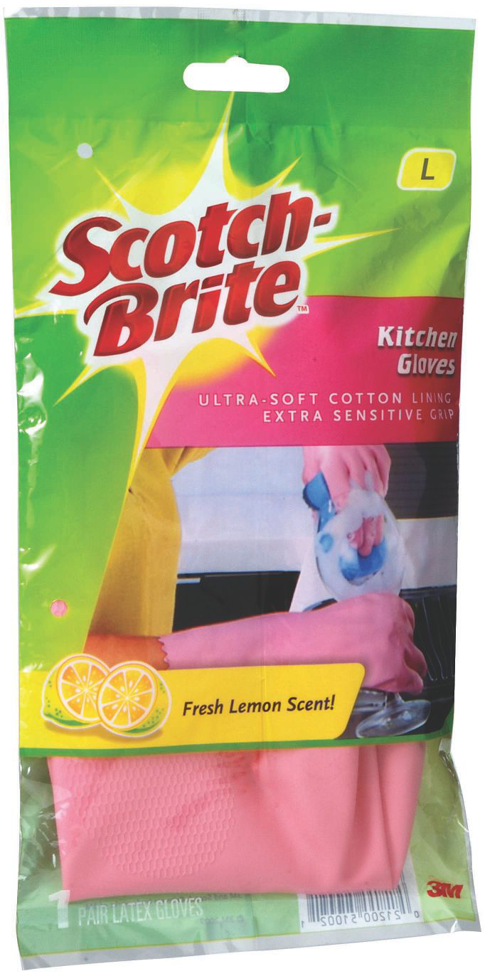 Перчатки Scotch-Brite хозяйственные для уборки на кухне, размер L, цвет розовый - фотография № 5