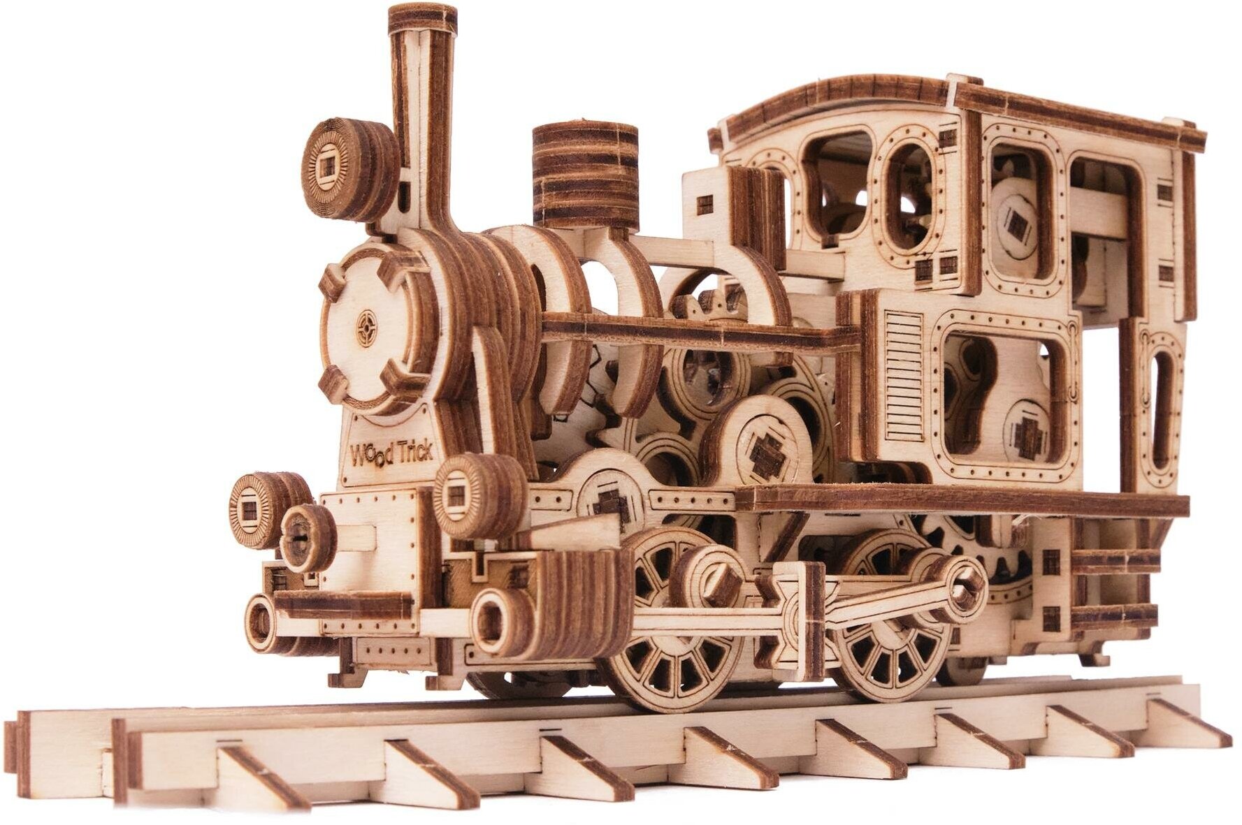 Механическая сборная модель Wood Trick Паровозик с рельсами