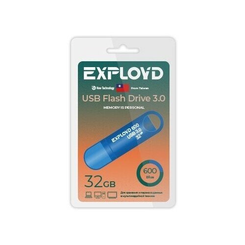 Флеш-накопитель 32Gb Exployd 600, USB 3.0, пластик, синий