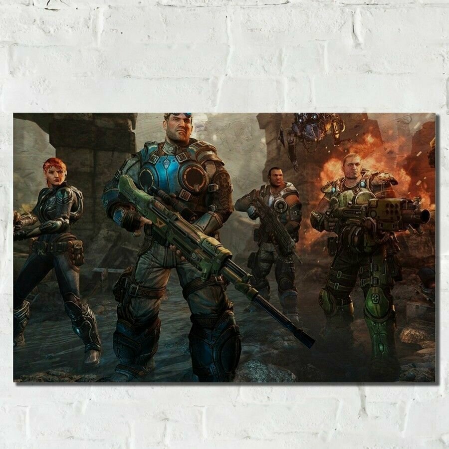 Картина интерьерная на рельефной доске, рисунок ОСП игра Gears of War Judgement - 11653