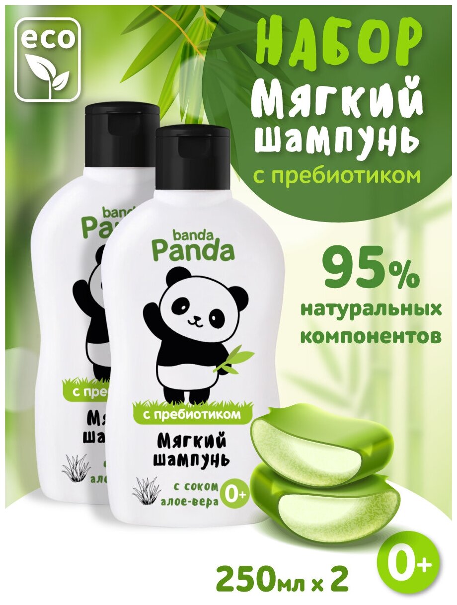Banda Panda Набор Шампунь для детей мягкого действия, с рождения, 250г 2шт.