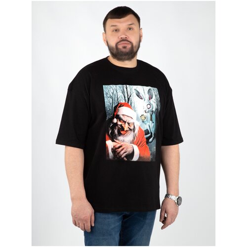фото Футболка оверсайз черная с новогодним принтом shop of good's