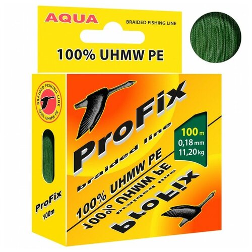 плетеный шнур aqua profix dark green 0 25mm 100m Леска плетеная ProFix Dark green 0.18 100м