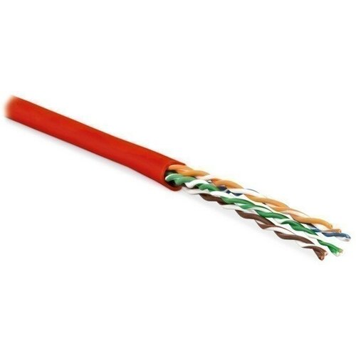 Бухта Hyperline 100м (UUTP4-C5E-P24-IN-LSZH-RD-100) кабель витая пара u utp кат 6 4х2х23awg solid lszh нг а hf uutp4 c6 s23 in lszh or 305 оранж м hyperline 47461