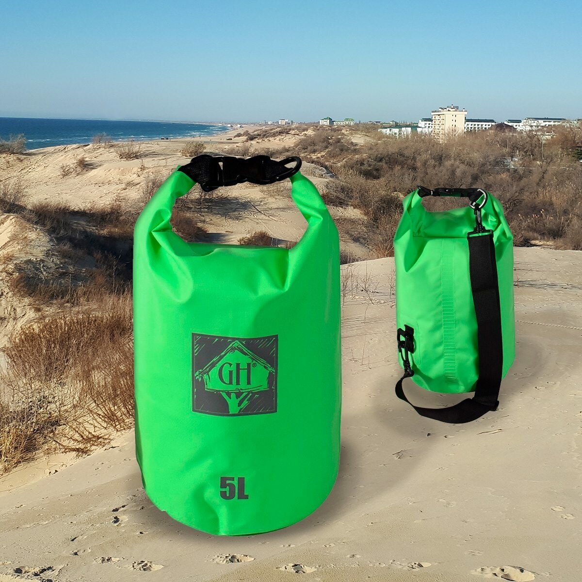 фото Сумка-гермомешок Greenhouse WPB-5L-G, зеленая, 5л