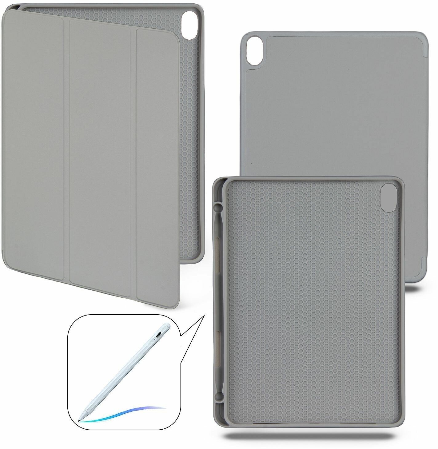 Чехол-книжка для iPad 10 (10.9" 2022) с отделением для стилуса светло-серый