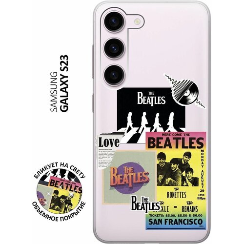 Силиконовый чехол с принтом Beatles Stickers для Samsung Galaxy S23 / Самсунг С23 силиконовый чехол с принтом beatles stickers для samsung galaxy s23 самсунг с23