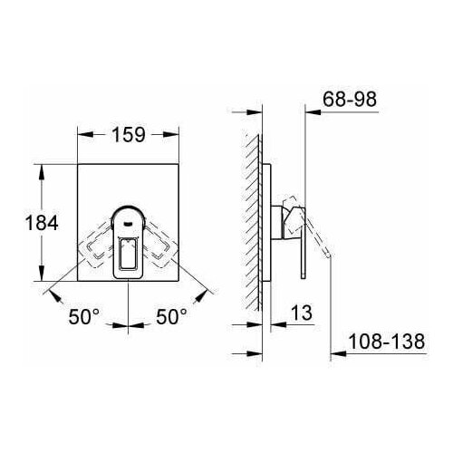 Grohe Смеситель для душа Quadra (верхняя монтажная часть) 19455000