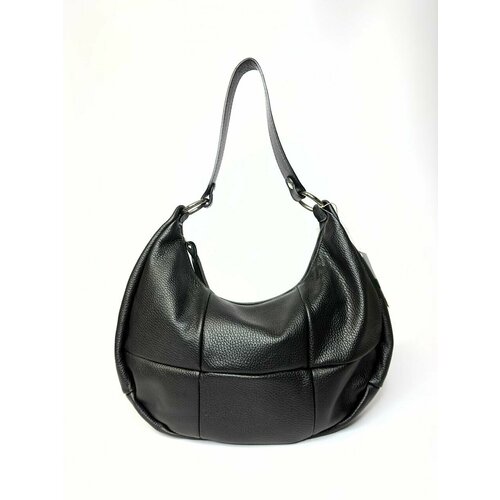 Женская черная сумка из натуральной мягкой кожи с ремешком кросс боди Vera Pelle Vezze