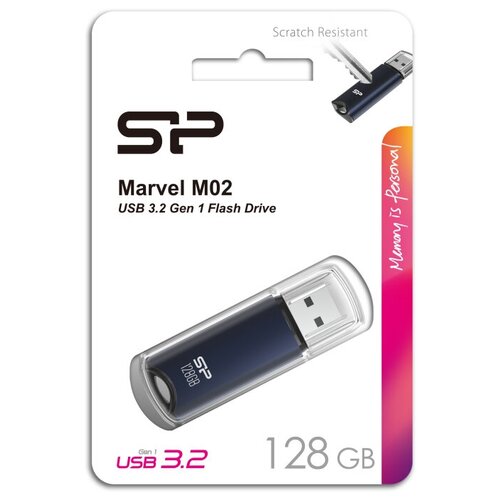 флешка usb silicon power marvel m02 128гб usb3 0 синий [sp128gbuf3m02v1b] USB флешка 128Gb Silicon Power Marvel M02 blue USB 3.2 Gen 1 (USB 3.0)