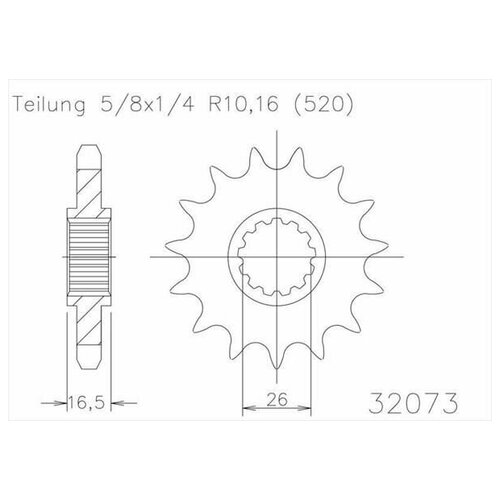 Звезда ведущая ESJOT 50-32073 16 зубов, кросс JTF1269.16