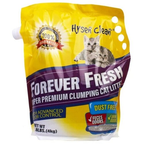 Комкующийся кальциевый бентонитовый наполнитель для кошачьего туалета HYSEN CLEAN Forever Fresh SuperPremium, 4кг