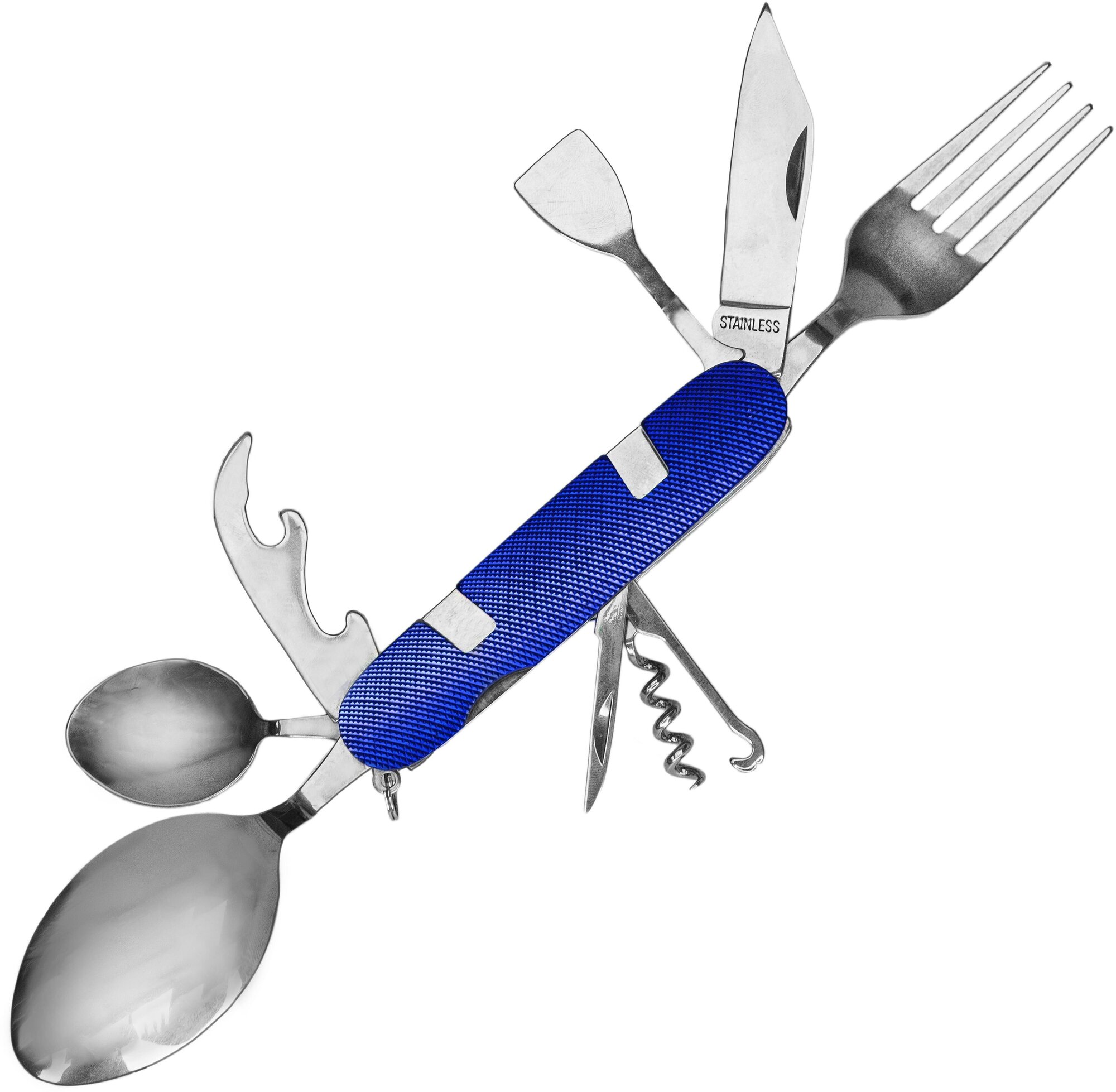 Набор складных походных разъёмных столовых приборов 9 в 2 / В чехле / Ярко-синий