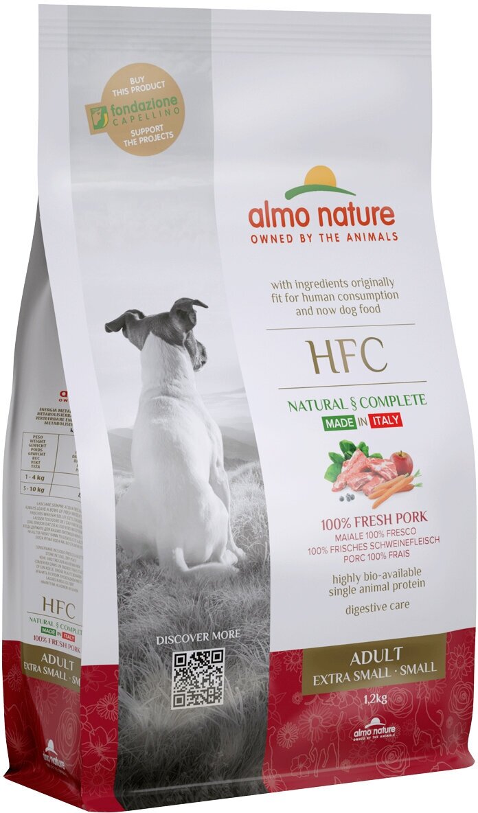 ALMO NATURE HFC XS-S ADULT PORK для взрослых собак маленьких пород со свежей свининой (1,2 кг)