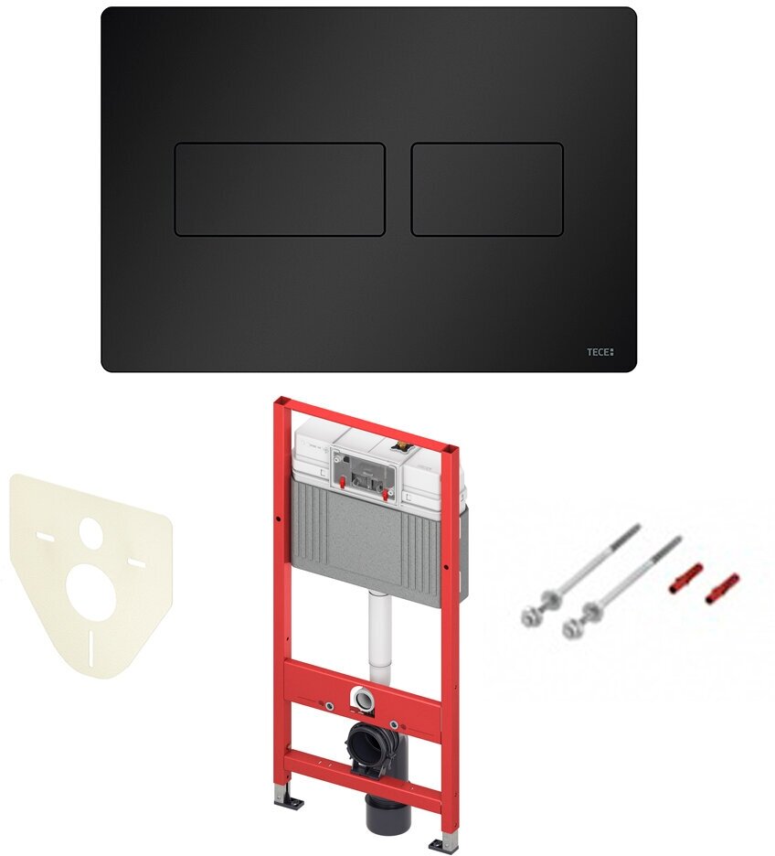 Инсталляция TECEbase 2.0 в комплекте с металлической черной матовой панелью смыва TECEsolid, K447416