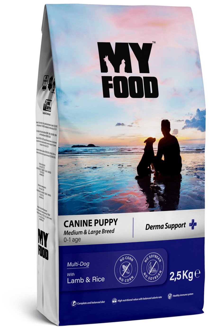 Myfood Canine Puppy Medium & Large Breed Multi-Dog with Lamb & Rice 2,5 кг сухой корм для щенков с ягненком и рисом