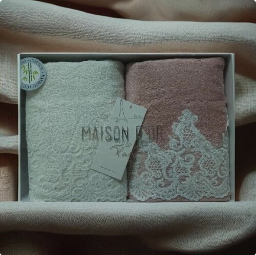 Набор полотенец для ванной 2 полотенца по 50*100 Maison Dor JASMIN крем/роз