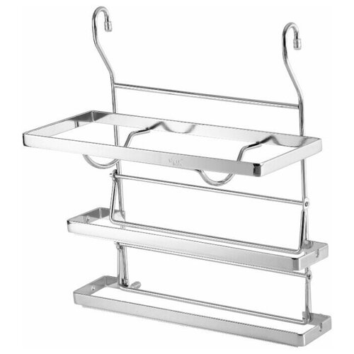Полка на рейлинг тройная для бумажного полотенца, пищевой пленки и пищевой фольги с резцами AMIX (Польша) хром