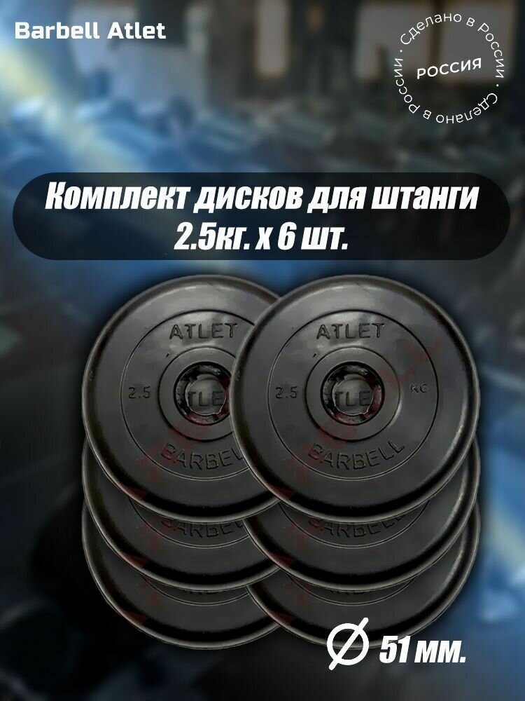 Комплект Дисков MB Barbell MB-AtletB51 2,5кг. / 6 шт.