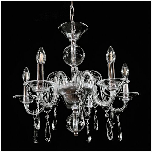 Люстра подвесная, из прозрачного стекла, современная классика, 5 Е14 40Вт, 737325/5