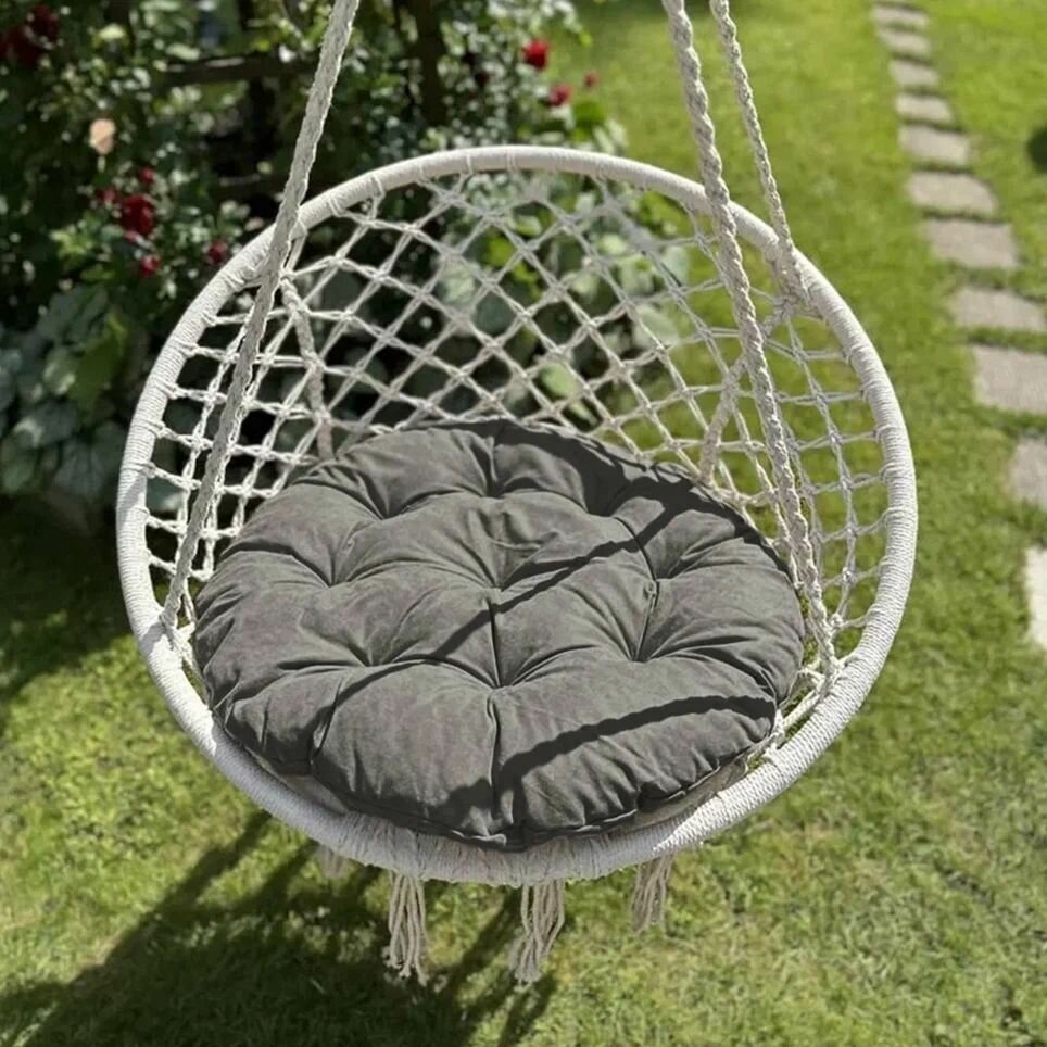 Подушка круглая Тина для подвесного кресла сиденье на качели 60D, серый - фотография № 2