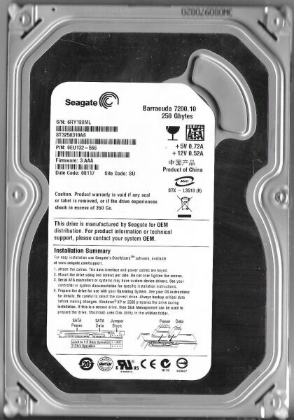 Жесткий диск Seagate ST3250310AS 250Gb SATAII 3,5" HDD