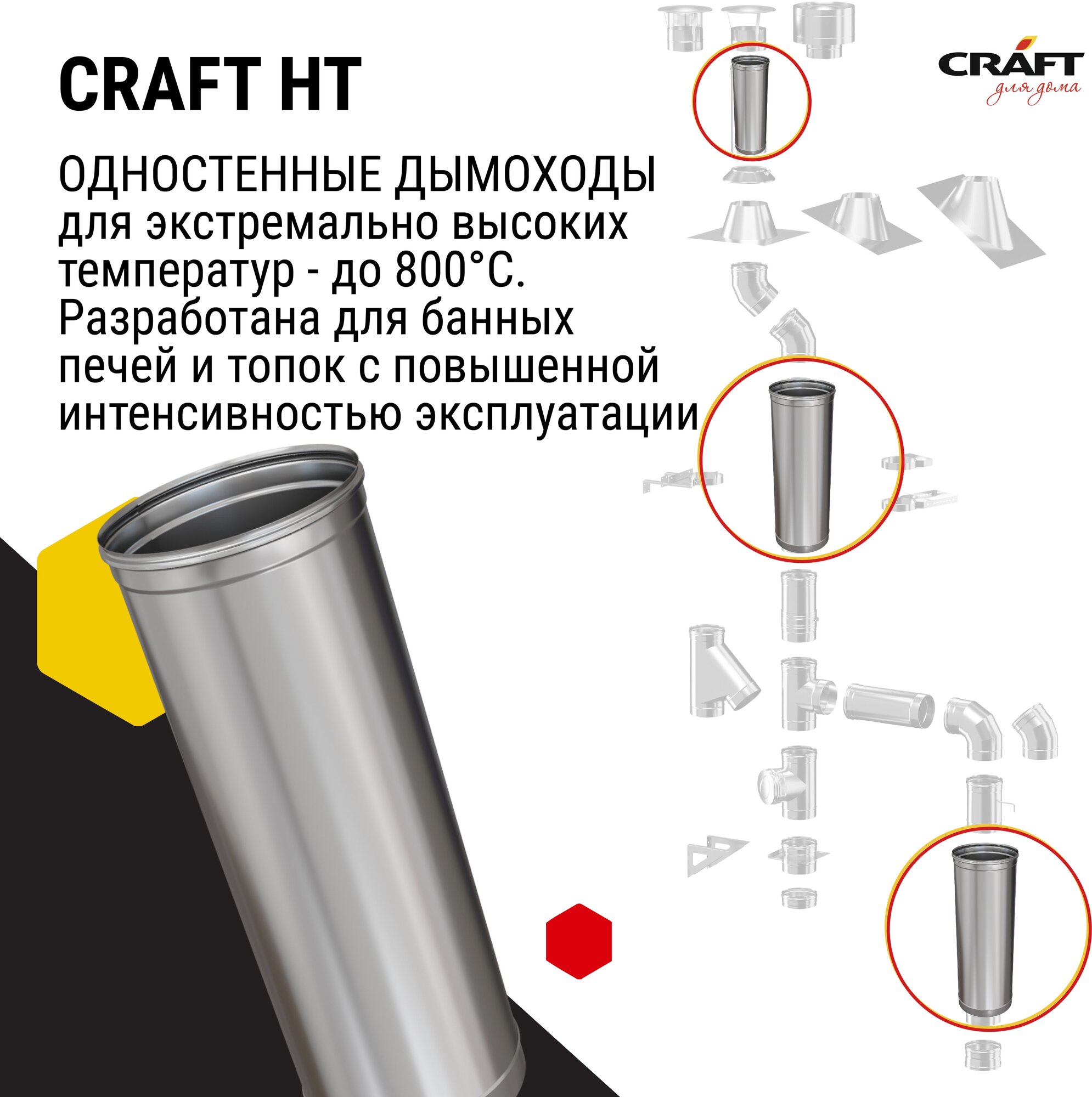 Craft HT труба 250 (310/0,8) Ф120 - фотография № 3